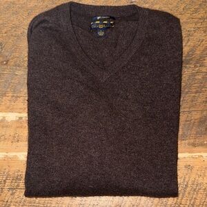 Club Room Men's Dark Brown 100% Cashmere V-Neck Sweater